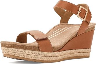 Aetrex Sydney Wedge Sandal Womens Sandals Cognac : EU 43 (US Womens 11.5-12) M (B), Leather