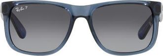 Ray-Ban Justin 51mm Polarized Square Sunglasses in Transparent Blue /Grey at Nordstrom
