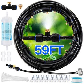 OEM Rociadores De Patio Para Exteriores Con Filtro De Agua - Sistema De Rociado De 18 M (59 Pies) L&iacute;nea De 20 Boquillas De Lat&oacute;n Adaptador De Lat&oacute;n (3/4) 