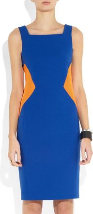 Hussein Chalayan Blue Mesh Insert Stretch-Crepe Dress Size S