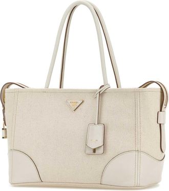Prada Womens Shopping Tote Beige Fabric