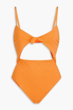 Mara Hoffman Kia cutout ribbed knotted swimsuit - Orange - XS