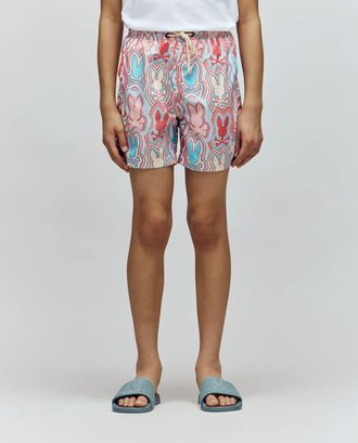 Psycho Bunny Kids Chuck All Over Print Lightweight Swim Trunk 031 WHITE CAP GRAY / Teen / L/14-16