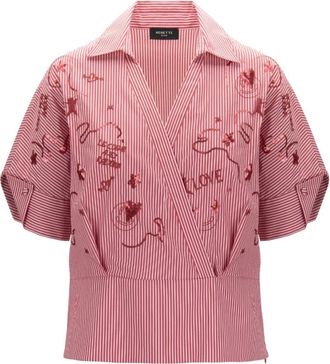 Nenette Camicia a righe con strass - - Blouses & Shirts - Donna - Rosso - L