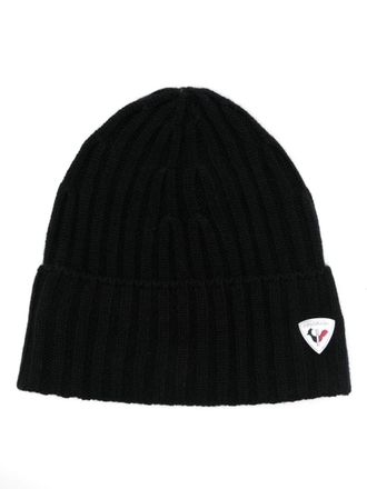 Rossignol logo-plaque cashmere beanie - women - Cashmere - One Size - Black