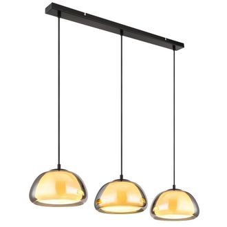Netlighting Jella Bar Pendant Ceiling Light Matt Black Smoke Glass Shade 3x E14