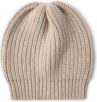 Brunello Cucinelli Cashmere and silk beanie in Beige at Nordstrom, Size X-Small