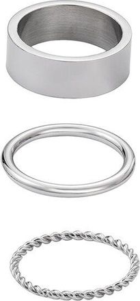 Adornia Adornia Plated Stainless Steel Tarnish-Resistant 3-Ring Ring Set