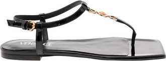Versace Zwarte Sandalen met Slangenprint Leer - Dames - Sandalen - Zwart - 36 EU - Leer - Schoenen