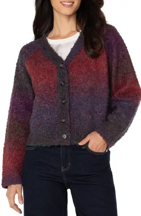 Liverpool L.A. Raglan Sleeve Cardigan in Berry /Burgundy Ombre at Nordstrom, Size Medium
