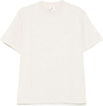 Autry Beige Crew Neck Logo Patch T-shirt - Heren - T-shirts - Beige - S - Katoen - Tops