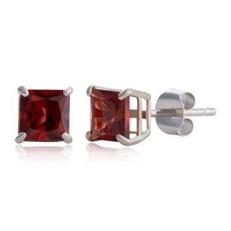 MAX + STONE 10k Yellow or White Gold 5mm Princess Cut Gemstone Stud Earrings