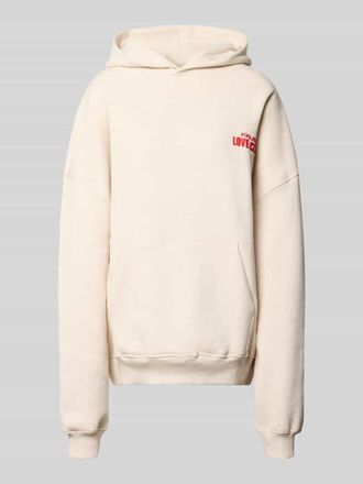 Karo Kauer Hoodie mit Statement-Print Modell Love Club in Beige Melange, Gr&ouml;&szlig;e XL