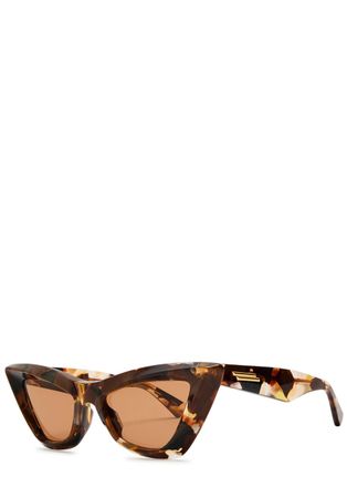 Bottega Veneta Tortoiseshell Cat-eye Sunglasses - Green - One Size