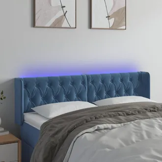 vidaXL Cabecero Con Led De Terciopelo Azul Oscuro 163x16x78/88 Cm Vidaxl