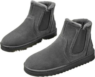 Generic NYSBH Mens outdoor minimalist slip-on fleece-lined warm flat-soled comfortable versatile ankle snow boots non-slip function
