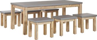 Beliani Beliani - Set Da Giardino In Cemento Grigio Tavolo Rettangolare E 6 Sgabelli Ostuni