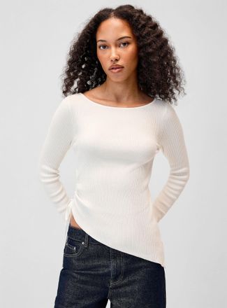 Twik Womens Asymmetrical hem ruched sweater
