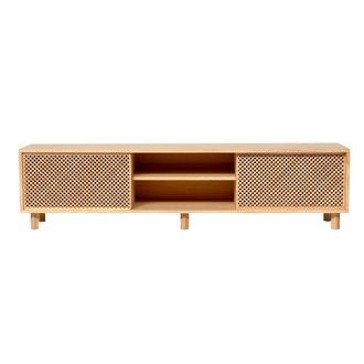 Naan Furniture Mueble de TV 2 puertas de madera maciza natural 180 cm Sin barnizar