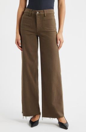 Frame Denim Le Slim Palazzo Modernist Pocket Wide Leg Jeans in Sagebrush Raw Fray at Nordstrom, Size 24