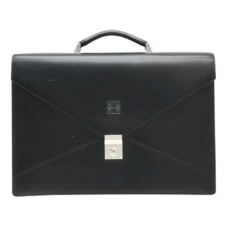 Loewe Pre-owned Handbags, female, Black, Size: ONE SIZE Pre-owned Leather Briefcase