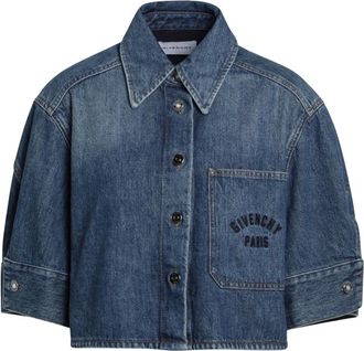 Givenchy Denim Shirts, female, Blue, Size: XS Cropped Cocoon Shirt