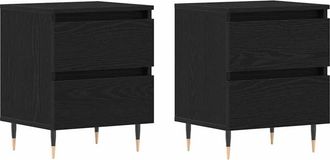 vidaXL Armadio da Notte con cassetto 2 pcs Rovere nero 40 x 35 x 50 cm - Vidaxl