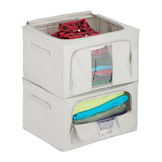 Relaxdays Relaxdays - Set of 2 Storage Bags, 55 l each, Zip Closure, for Bedding, Clothes & Towels, Underbed Organiser Boxes, Grey