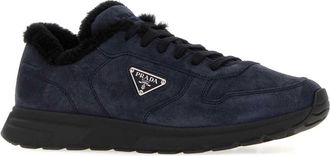 Prada Mens Blue Suede Prax 2.0 Sneakers Bleu