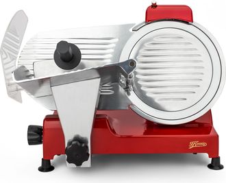 H.Koenig Cortafiambres Profesional Peque&ntilde;o, Cuchilla Italiana, 25 Cm, 282 Rpm, Ajuste De Grosor Del Corte, 240 W, Aluminio, Rojo. Hkoenig Msx254