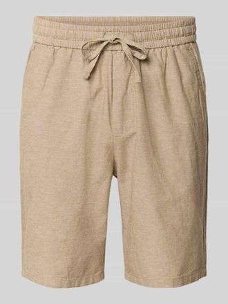 Only & Sons Regular Fit Bermudas aus Baumwoll-Leinen-Mix Modell LINUS in Beige Melange, Gr&ouml;&szlig;e XXL