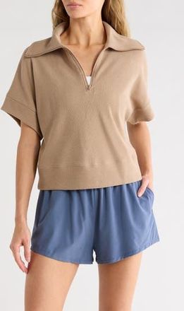 Zella Rejuvenate Quarter Zip Pullover in Tan Portabella at Nordstrom Rack, Size X-Small