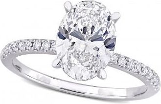 Allurez Oval Cut Lab Grown Diamond Engagement Ring 14K White Gold (2.16ct)