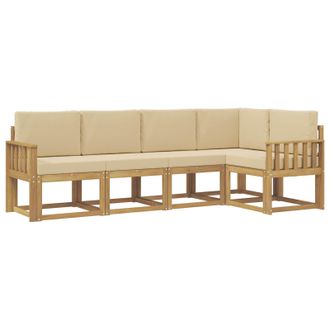 vidaXL Conjunto De Sof&aacute;s De Exterior Con Coj&iacute;n 5 Pcs Y Beige Vidaxl