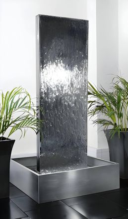PRIMROSE Double Sided Vertical Stainless Steel Water Wall Indoor Outdoor 130cm in Silver