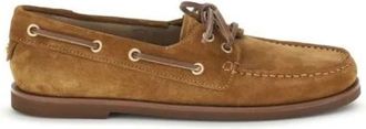 Gianvito Rossi Sailor Shoes, male, Brown, Size: 5 1/2 US Soft Suede Boat Loafers with Leather Laces