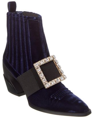 Roger Vivier Tex Strass Velvet Boot