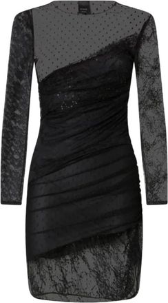 Pinko Backgammon Dress - Dames - Korte kleedjes - Zwart - S - Nylon - Kleedjes