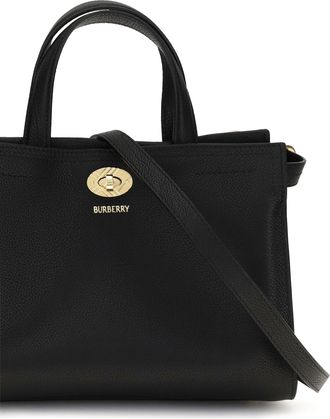 Burberry Womens Top Handle Bag Cotswolds Check Black Leather Cotton Handbags Hand