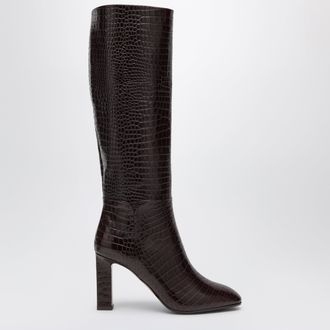 Aquazzura Sellier 85 burgundy printed leather boots