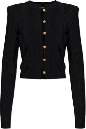 Balmain Cardigan met Schoudervullingen - Dames - Vesten - Zwart - 2XS - Truien & Vesten