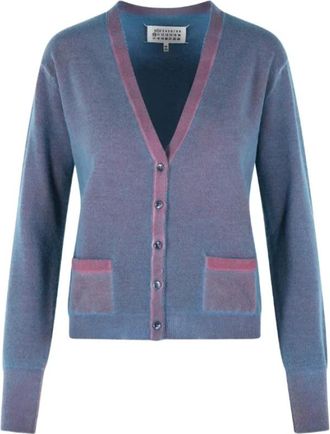 Maison Margiela Cardigans, female, Multicolor, Size: M V-neck Patch-pocket Cardigan