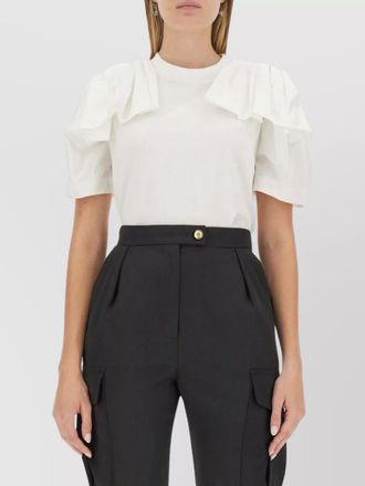 Alexander McQueen t-shirt with ruffled shoulders and button detail
