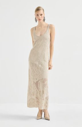 Brunello Cucinelli Dazzling water lilies dress in Beige at Nordstrom, Size Xx-Large Eu
