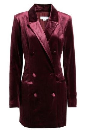 Good American Executive Long Sleeve Velvet Blazer Dress in Oxblood002 at Nordstrom Rack, Size X-Small