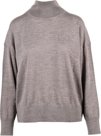 Meimeij Merino Wool Turtleneck Sweater With Relaxed Fit And Ribbed Details