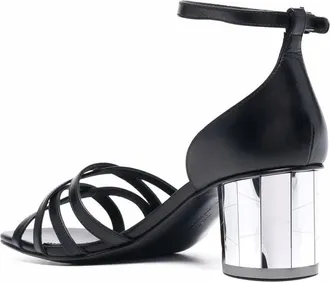 Ferragamo Metallic Block-Heel Sandal - Black