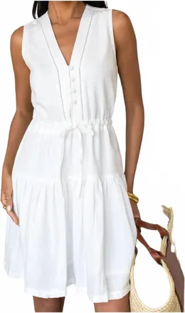 Emerson Fry Basque Sundress In Ivory