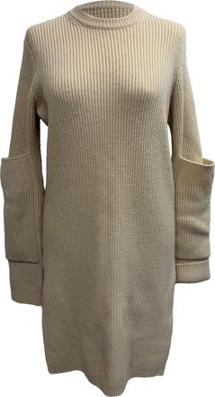 Joseph Joseph Pre-owned Womens Ribbed Sweater Dress in Beige Cashmere - Size X-Small/Small