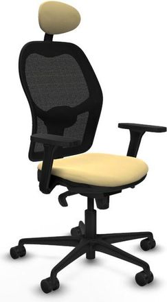 Piqueras y Crespo Jorquera Sincro Malla Negra Similpiel Crema Brazos 3d Base Nailon Cabecero Fijo Ruedas 65mm Nailon